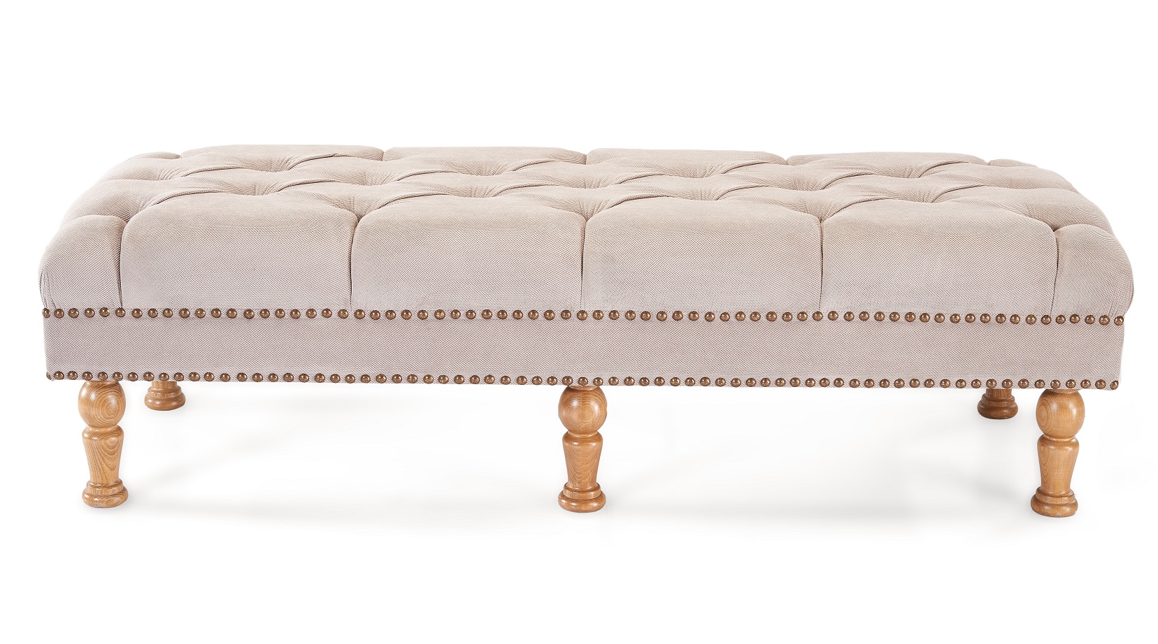 Taheya Bench - Capitone Seat With Wooden Legs 0