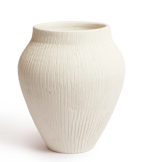 Etched White Tall Pot 0