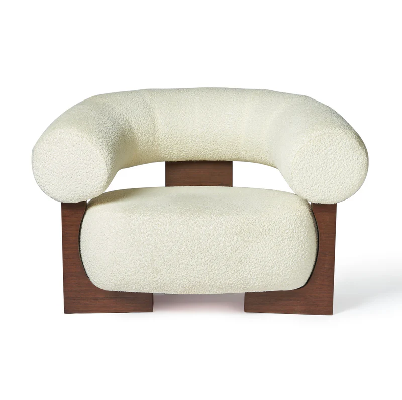 Malva Armchair In Walnut Veneer With Upholstered Back & Seat 0