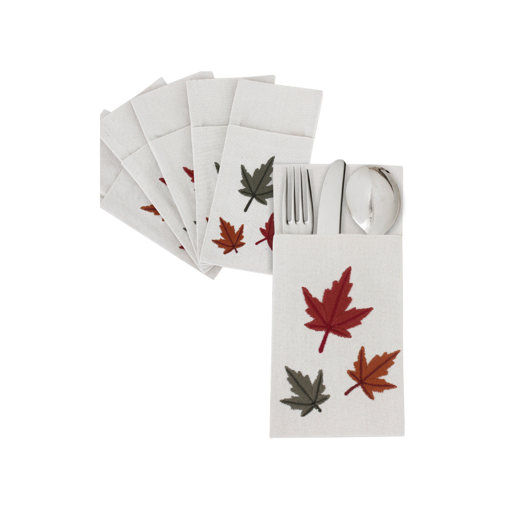 Maple Leaves Canvas Cutlery Holder Set image