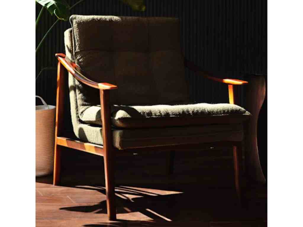 French Home Armchair In Beech Wood - Upholstered Back & Seat 0