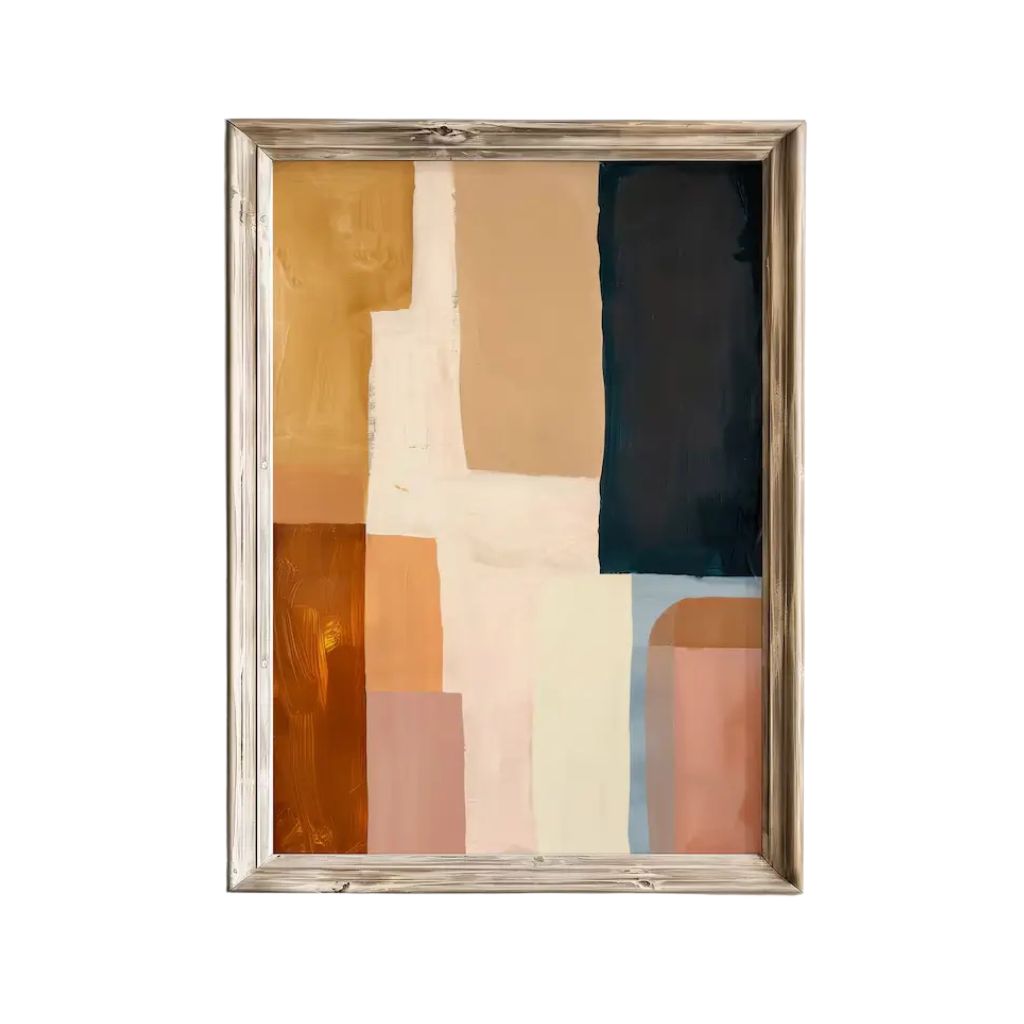 Abstract Color Block Wall Art - Framed Modern Painting 0