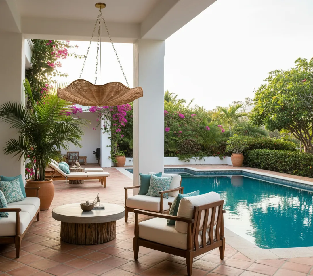 White Lotus Bamboo Ceiling Lighting 2