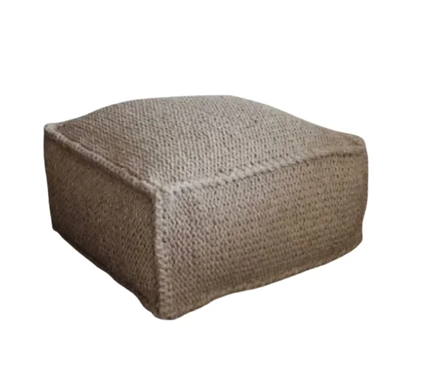 Novato Jute Squared Pouf - High Quality Sponge & Fiber 0