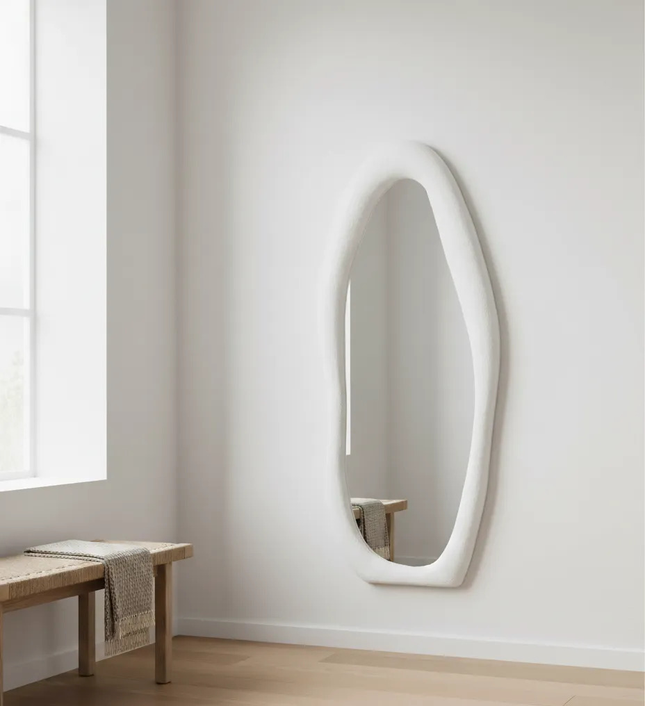 White Modern Wall Mirror - Bold Design 2