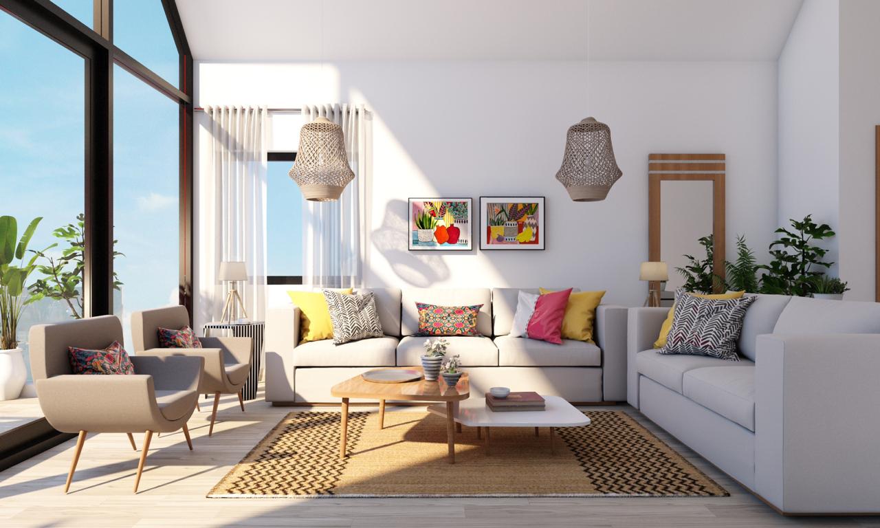 Coastal Colorful Living Room