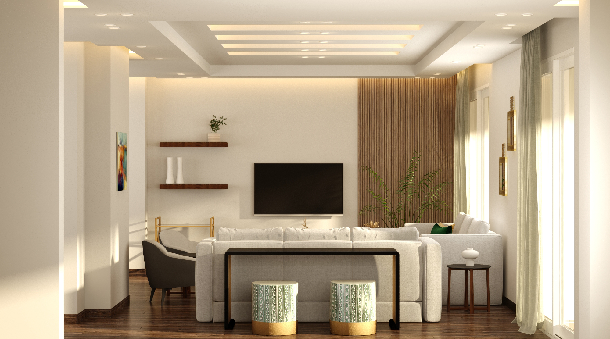 Contemporary Living Room with Neutral Decor