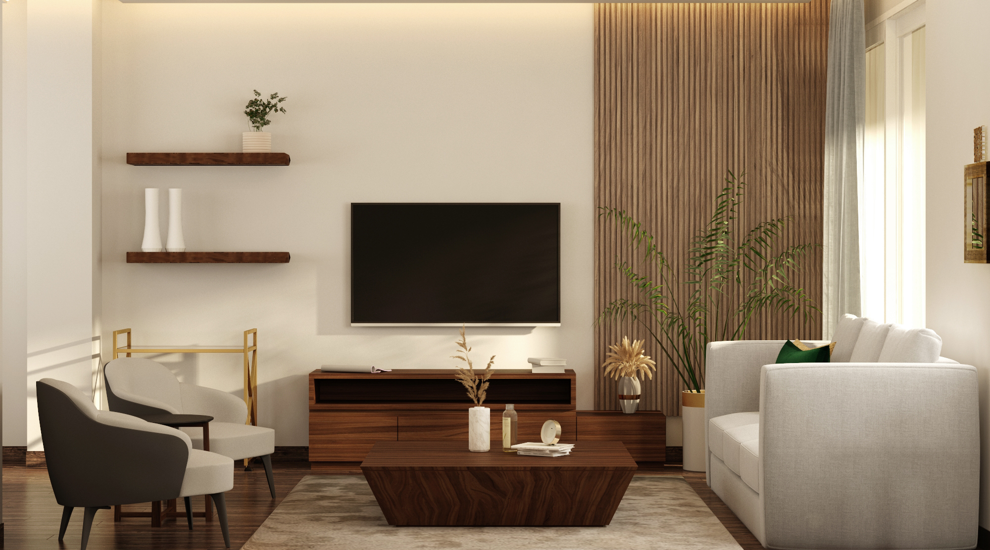 Contemporary Living Room with Neutral Decor
